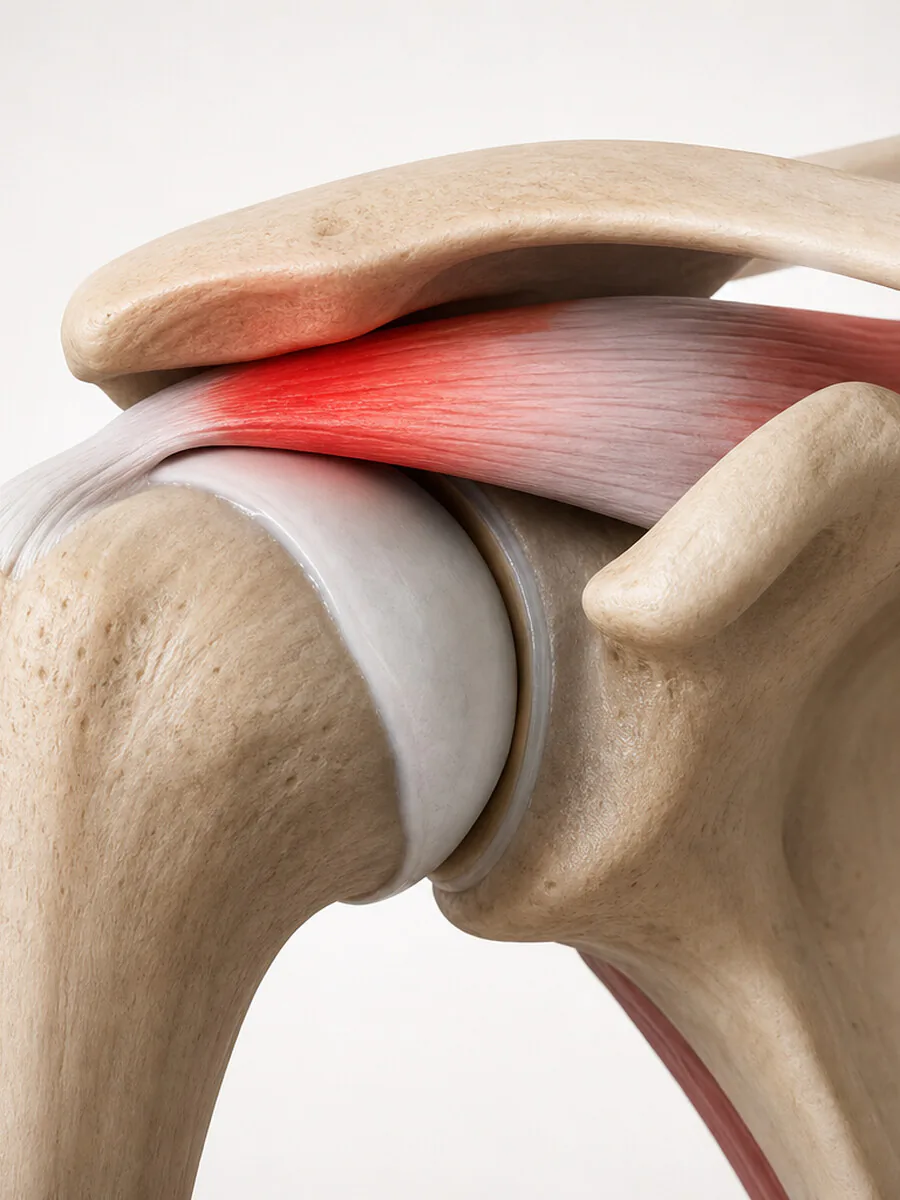Anatomie der Schulter: Acromion, Humeruskopf und subakromialer Raum mit Supraspinatussehne