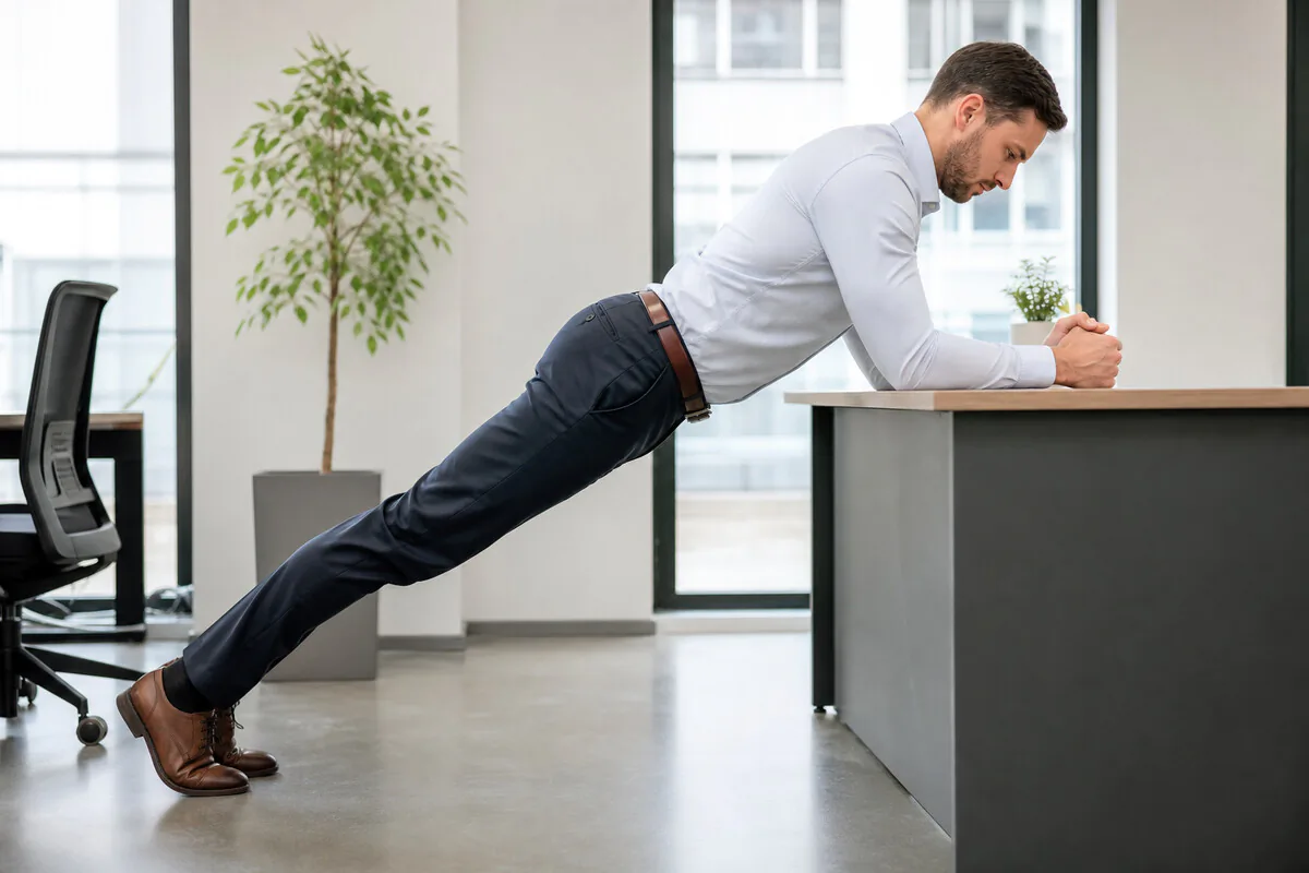 Unterarmstütz am Schreibtisch – Rumpf stabilisieren im Büro